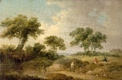 Landschap met figuren door George Morland